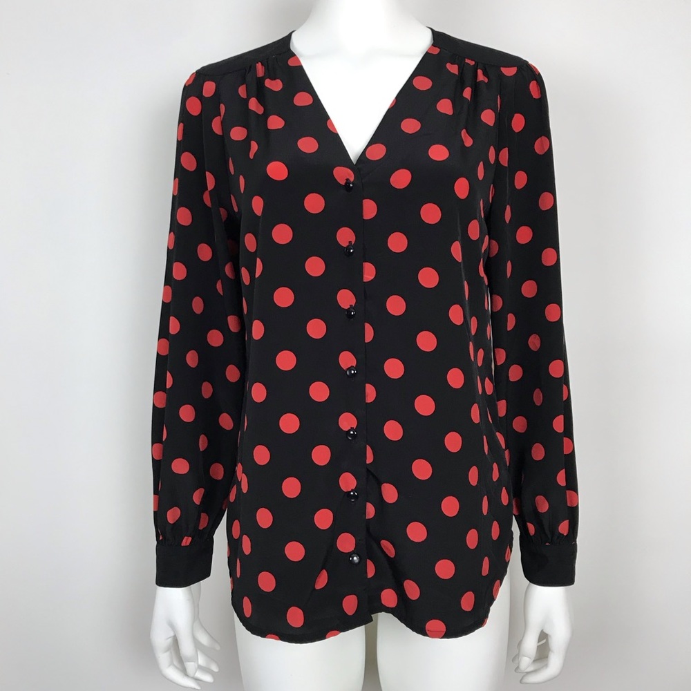 Bellatrix Black Red Polka Dot Top Womens Size S